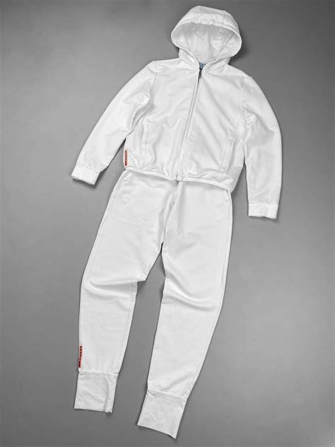 prada logo tracksuit|prada white tracksuit.